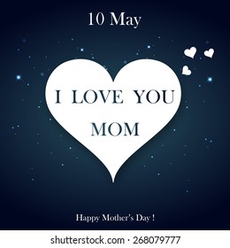 Background, banner or flyer with text Mom for Happy Mothers Day celebration.