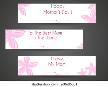 Background, banner or flyer with text Mom for Happy Mothers Day celebration.