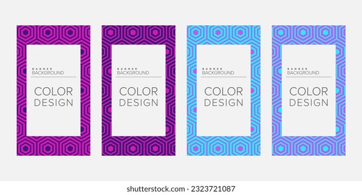 Background banner geometric line color design vector, vertical banner set