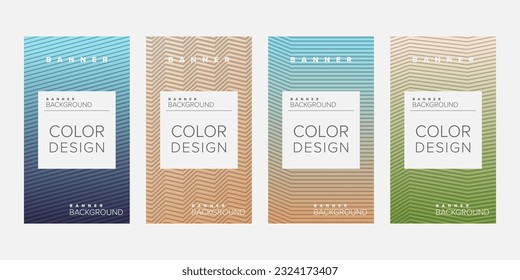 Background banner geometric line color design vector, vertical banner set
