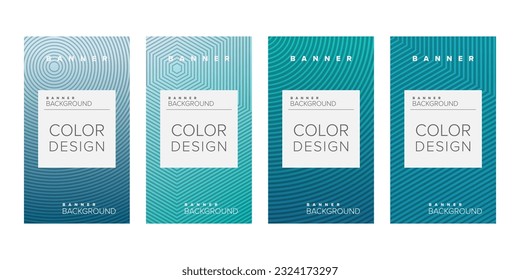 Banner de fondo diseño de color de gradiente de línea geométrica vector, conjunto de banners verticales