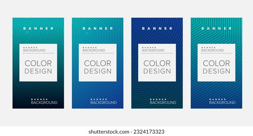 Background banner geometric line gradient color design vector, vertical banner set