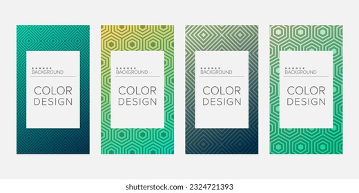 Background banner geometric line gradient color design vector, vertical banner set