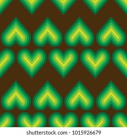 Background Banner Heart Seamless Green Curve Brown Love Pattern