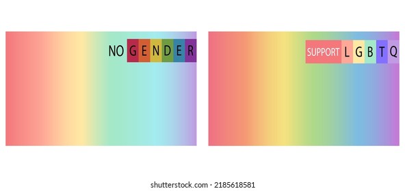 Background, banner, illustration, template, pictured in red, orange, yellow, green, blue, purple and word NO GENDER,SUPPORT LGBTQ.