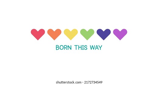 Background, banner, illustration, template, six hearts in picture, six colors, red, orange, yellow, cyan, purple, with words in the picture.