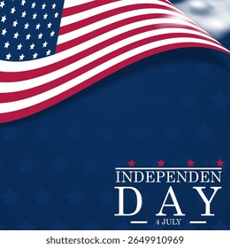 background banner and poster of Independence Day of the United States July 4 with a blue geometric shape USA flag with realistic decorative ornaments eps 10