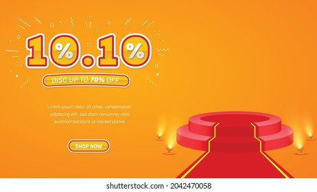 Background Banner Realistic 10.10 Flash Sale with Podium
