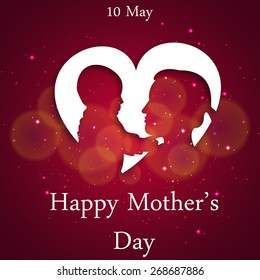 Background, banner with text Mom for Happy Mothers Day celebration.