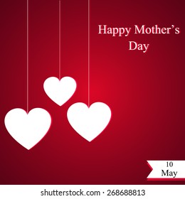 Background, banner with text Mom for Happy Mothers Day celebration.