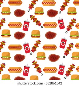 background of barbecue grilled food. colorful design. vector illustration