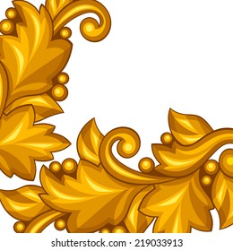 Background with baroque ornamental floral gold elements.