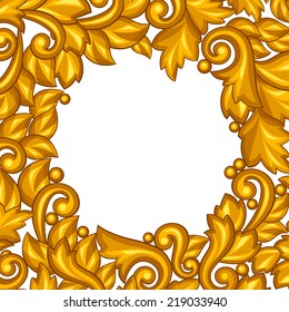 Background with baroque ornamental floral gold elements.