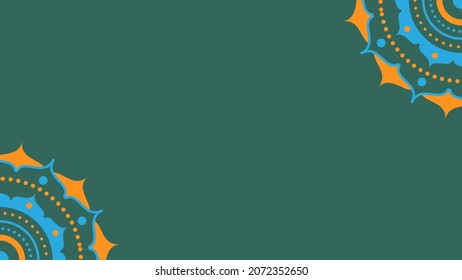Background base for banner with mandala ornament in the corners in flat style