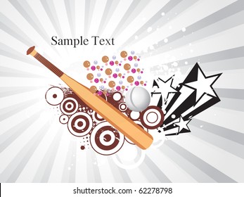 background with baseball and bat, sports illustration