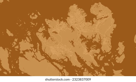Hintergrund Batam Karte, Indonesien, orangefarbenes Stadtplakat. Vektorplan mit Straßen und Wasser. Breiter Proportionalitätsgrad, digitaler Flachbildplan.