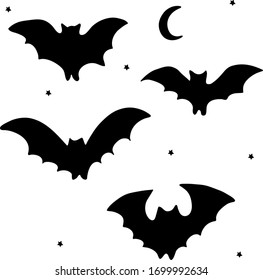 Background bats for Halloween  Background to create mood samhain  Monochrome minimalistic motif for designs  Vector hand draw  Illustration EPS10