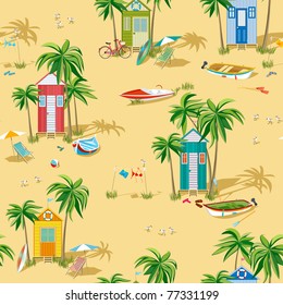 Background with beach huts