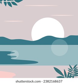 background beach moon landscape beautiful sunset
