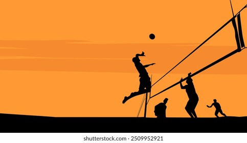 Arte vectorial de diseño de ilustración de voleibol de playa