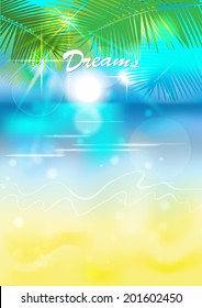background beach-palm-dream.vector illustration
