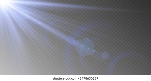 The background is a beam of light or sunbeam vector. It features an abstract golden light that sparkles and flashes like a spotlight, with golden sunlight glitter on a transparent background.