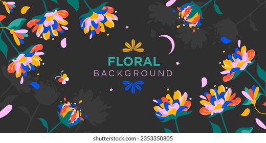 Background with beautiful abstract flowers in vector.