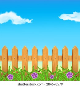 Background with beautiful flowers and grass. Summer time. High quality vector. EPS10 vector