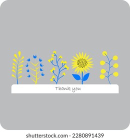 Background with beautiful flowers and the inscription thank you. Vector banner or postcard.