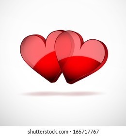 Background with beautiful glasses two hearts. Marriage, Love and Valentines Day Card. Vector illustration. Editable and isolated. Love theme.