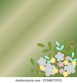 background beautiful gradient with highlights in green with a bouquet of flowers