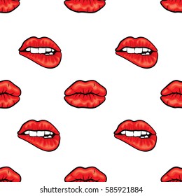 Background of beautiful lips in lipstick and gloss. Fashion & Style. Vector illustration.
