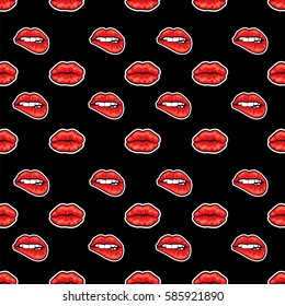 Background of beautiful lips in lipstick and gloss. Fashion & Style. Vector illustration.