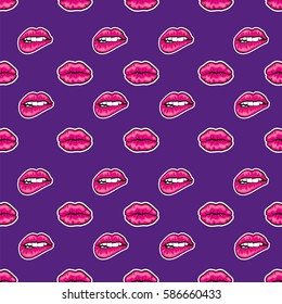 Background of beautiful lips in lipstick and gloss. Fashion & Style. Vector illustration.
