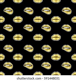 Background of beautiful lips in lipstick and gloss. Fashion & Style. Vector illustration.