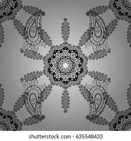Background. Beautiful pattern with abstract flowers. Gray spotted Vector illustration. Gray background.