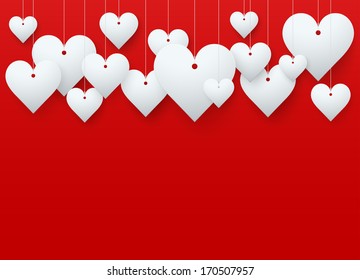 Background beautiful red heart on white paper. Vector illustration. Love or medicine theme. Editable and isolated.