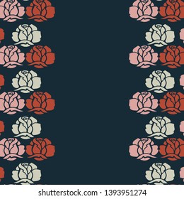 Background of beautiful roses. Pink and red flowers on a blue background. Vector illustration for stock, eps10. Isolated objects. Ready design for greeting card, invitation, instagram, stories.