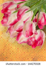 Background with beautiful tulip bouquet. And also includes EPS 10 vector