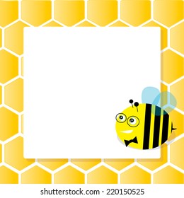 Background with bee and honeycombs, vector illustration