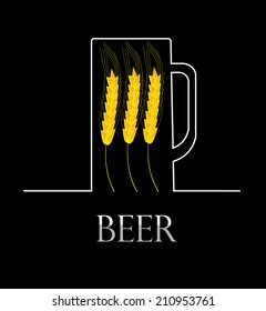 Background with beer glass, vector illustration