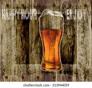 background beer happy hour-enjoy.vector illustration