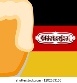 Background with a beer mug and the flag of Germany. Oktoberfest. Vector illustration design