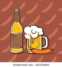 Background of beer and sausages