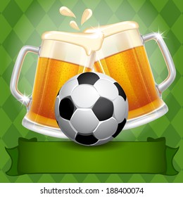 Background with Beer and Soccer Ball 