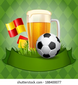 Background with Beer and Soccer Ball 