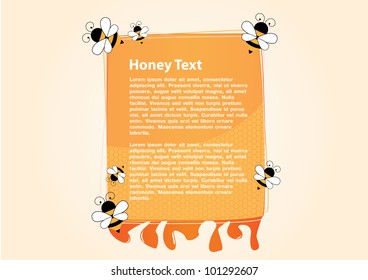Background with bees, and honeycomb