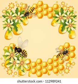 Background Bees Honeycomb Honey Drops Stock Vector (Royalty Free ...