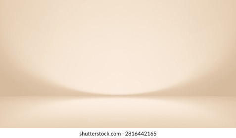 Background beige studio light with soft gradient texture. Elegant cream backdrop for luxury product display with subtle golden highlights and minimal shadow effects. Vector Illustration