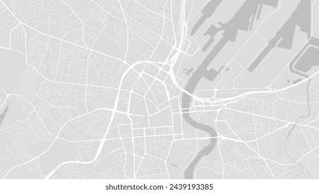 Background Belfast map, Northern Ireland, white and light grey city poster. Vector map with roads and water. Widescreen proportion, digital flat design roadmap.